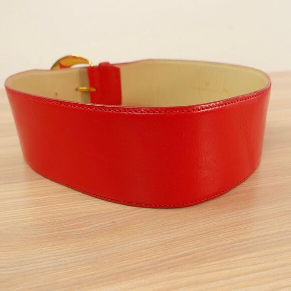 VALENTINO GARAVANI Belt Women 65 26 XS‎ Red Wide Leather Gold Buckle Chunky Wide main image 11